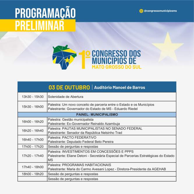 Wesley Mendonça palestra no 1º congresso para prefeitos promovido pela Assomasul