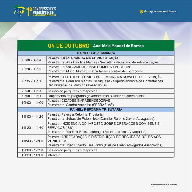 Wesley Mendonça palestra no 1º congresso para prefeitos promovido pela Assomasul