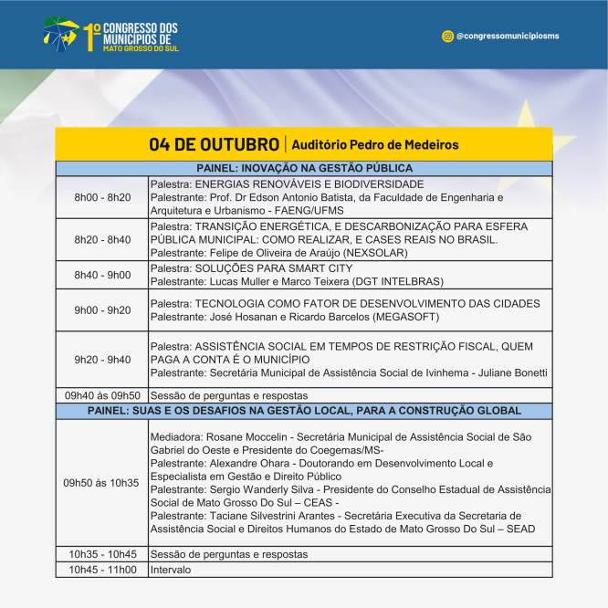 Wesley Mendonça palestra no 1º congresso para prefeitos promovido pela Assomasul
